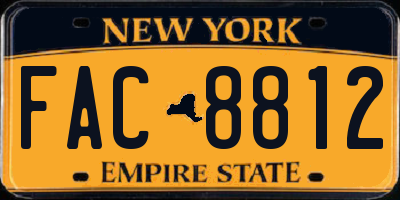 NY license plate FAC8812
