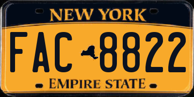 NY license plate FAC8822