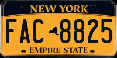 NY license plate FAC8825