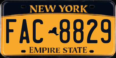 NY license plate FAC8829