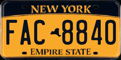 NY license plate FAC8840