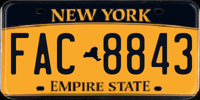 NY license plate FAC8843