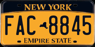 NY license plate FAC8845