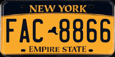 NY license plate FAC8866