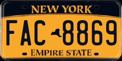 NY license plate FAC8869