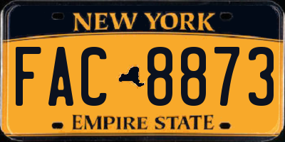 NY license plate FAC8873