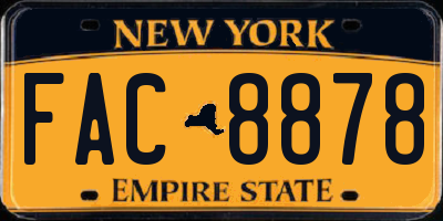 NY license plate FAC8878