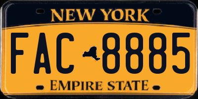 NY license plate FAC8885