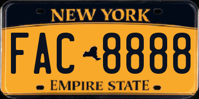 NY license plate FAC8888