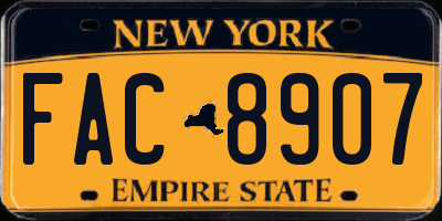NY license plate FAC8907