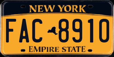 NY license plate FAC8910