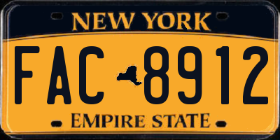 NY license plate FAC8912