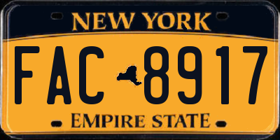 NY license plate FAC8917