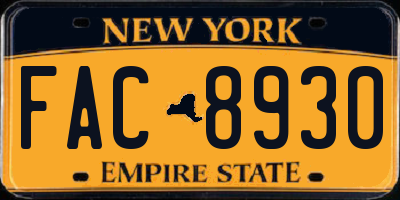 NY license plate FAC8930