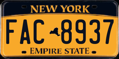 NY license plate FAC8937