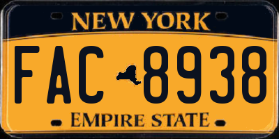 NY license plate FAC8938