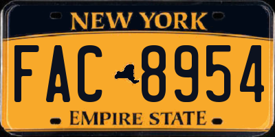 NY license plate FAC8954