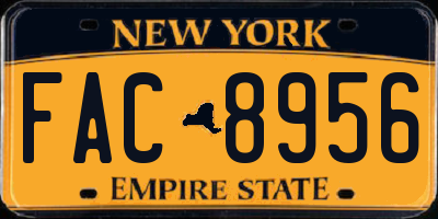 NY license plate FAC8956