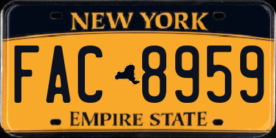 NY license plate FAC8959