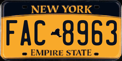 NY license plate FAC8963