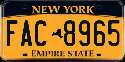 NY license plate FAC8965