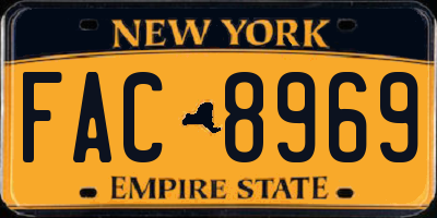 NY license plate FAC8969