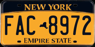 NY license plate FAC8972