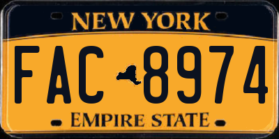 NY license plate FAC8974
