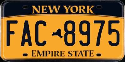NY license plate FAC8975