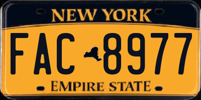 NY license plate FAC8977