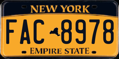 NY license plate FAC8978