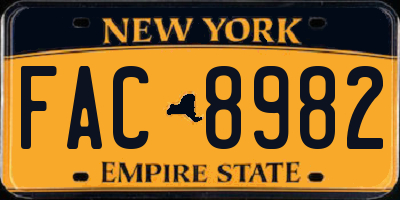 NY license plate FAC8982