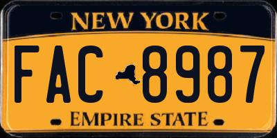 NY license plate FAC8987