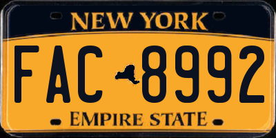 NY license plate FAC8992