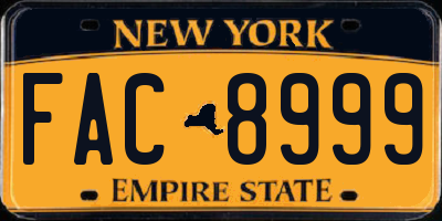 NY license plate FAC8999