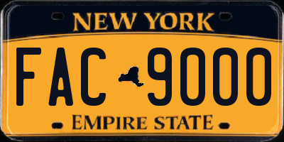 NY license plate FAC9000