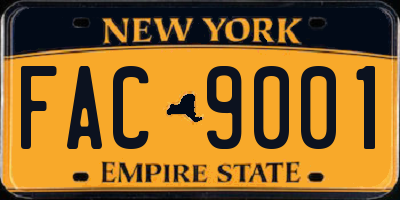 NY license plate FAC9001