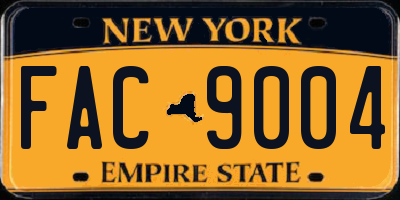 NY license plate FAC9004