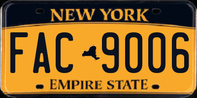 NY license plate FAC9006