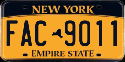 NY license plate FAC9011