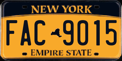 NY license plate FAC9015