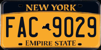 NY license plate FAC9029