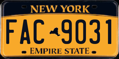 NY license plate FAC9031