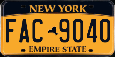 NY license plate FAC9040