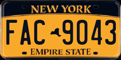 NY license plate FAC9043