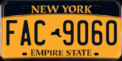 NY license plate FAC9060
