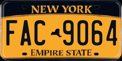 NY license plate FAC9064