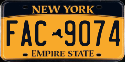 NY license plate FAC9074