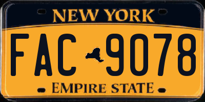 NY license plate FAC9078