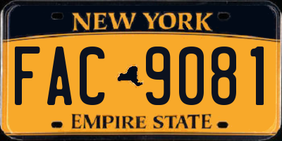 NY license plate FAC9081